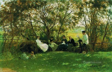 on a turf bench 1876 Ilya Repin Oil Paintings